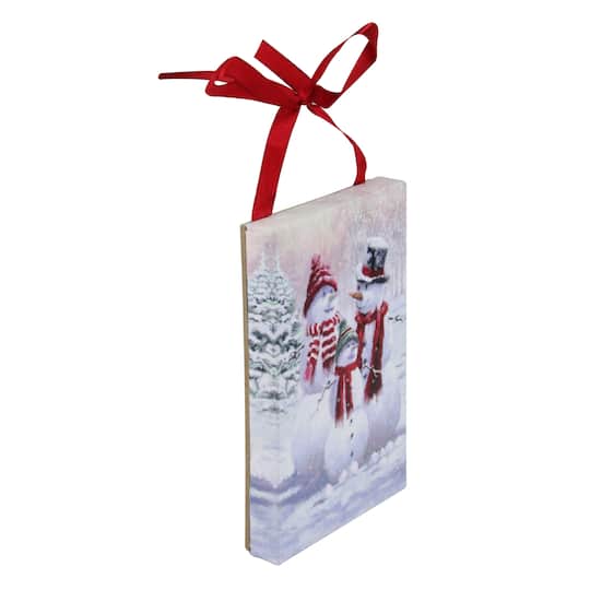 Pre-Lit Snowman Family Winter Scene Christmas Wall Art